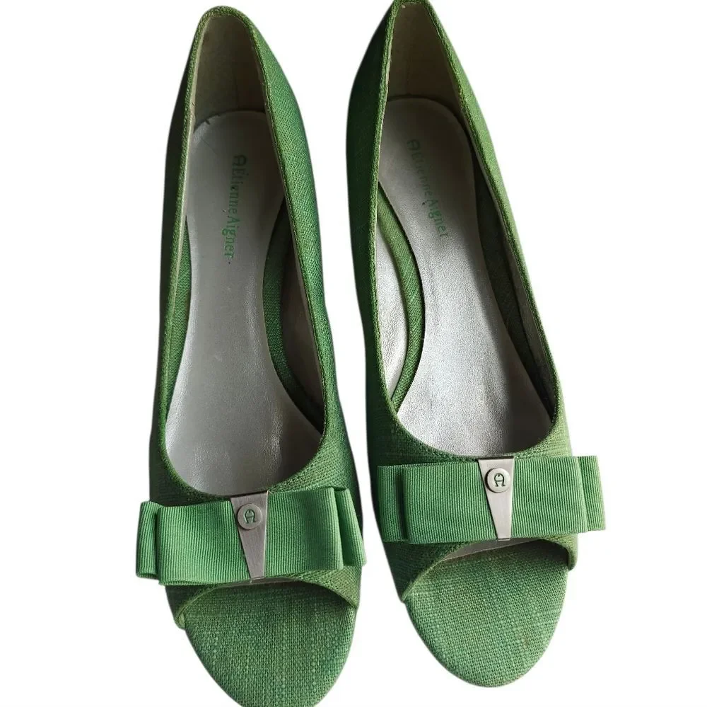 Etienne Aigner Green Wedge Shoes